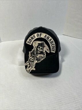 Sons Of Anarchy Hat Cap Fitted L/XL Black Distressed Grim Reaper TV Show
